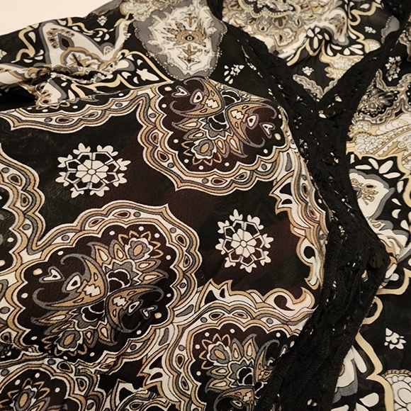 Paisly Button Down Semi Sheer Blouse - Picture 12 of 14